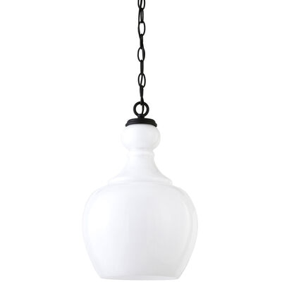 Hudson & Canal Verona 7 in. Pendant with White Milk Glass Shade - Blackened Bronze | PD1076