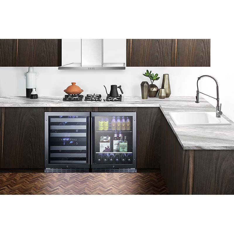 Summit 24 in. Undercounter Wine Cooler with Wire Racks, Dual Temperature Zones & 46 Bottle Capacity - Stainless Steel, , hires