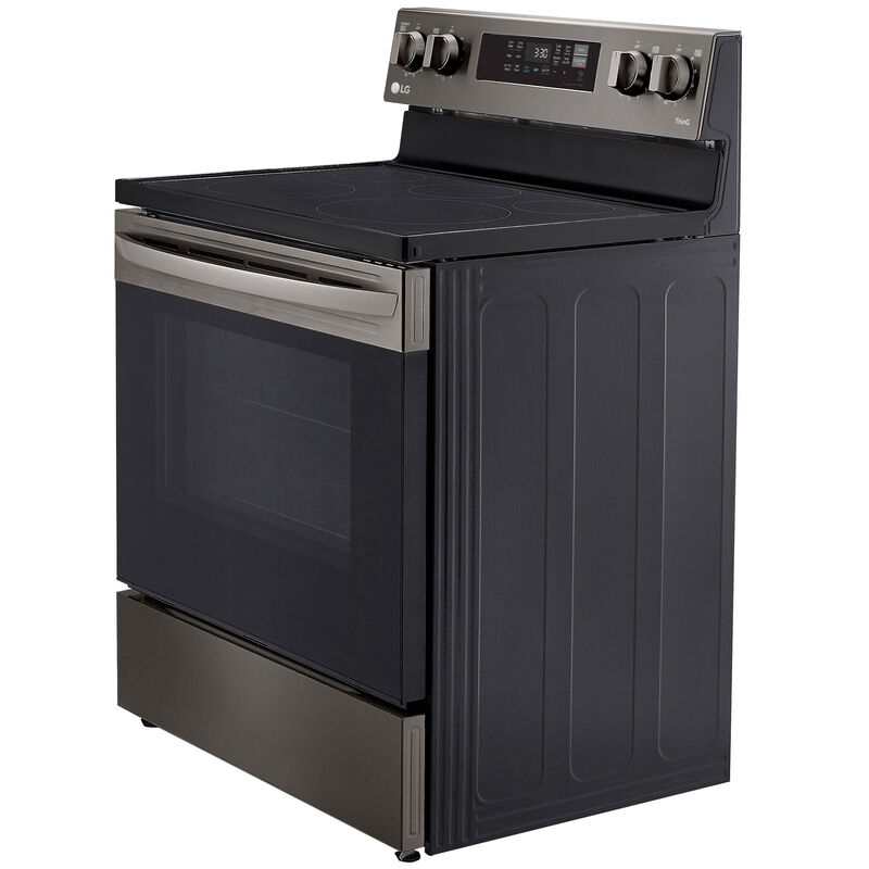LG 30" Freestanding Electric Range with 5 Smoothtop Burners, 6.3 Cu. Ft. Single Oven with Air Fry & Storage Drawer - Black Stainless Steel, Black with Stainless Steel, hires