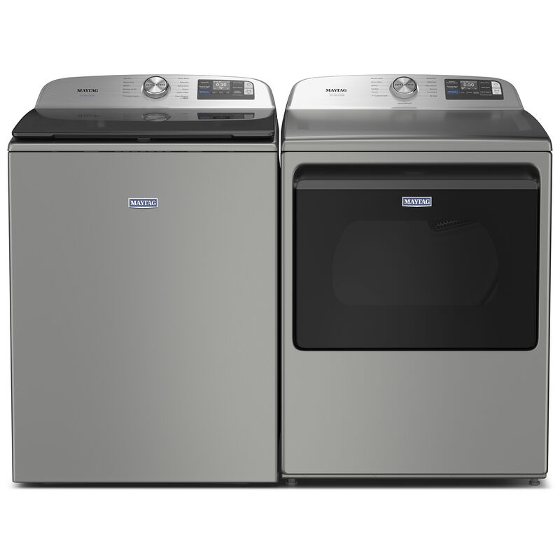 Maytag Pet Pro 27 in. 5.2 cu. ft. Smart Top Load Washer with Agitator & Sanitize with Oxi - Classic Silver, , hires