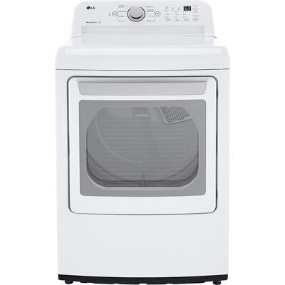LG 27 in. 7.3 cu. ft. Electric Dryer with Sensor Dry Technology & Transperant Silver Glass Door Trim - White | DLE7150W