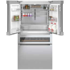Bosch 800 Series 36 in. 20.5 cu. ft. Smart Counter Depth 4-Door French Door Refrigerator with Internal Water Dispenser - Stainless Steel, , hires