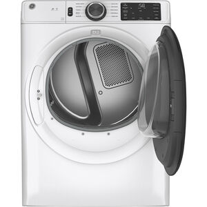 GE 28 in. 7.8 cu. ft. Smart Stackable Electric Dryer with Sanitize Cycle & Sensor Dry - White, White, hires