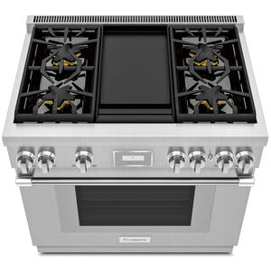 Thermador Pro Harmony Professional Series 36 in. 4.9 cu. ft. Smart Convection Oven Freestanding Dual Fuel Range with 4 Sealed Burners & Griddle - Stainless Steel, , hires
