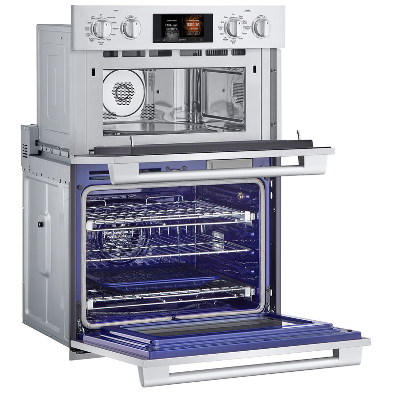 SKS 30 in. 9.4 cu. ft. Smart Top Control SteamElectric Double Wall Oven with True European Convection - Stainless Steel, , hires