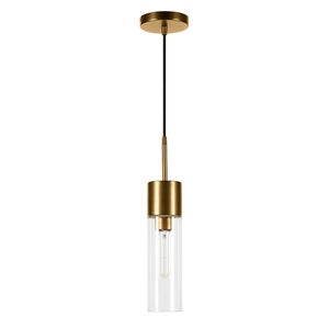 Hudson & Canal Lance 3.5 in. Pendant with Clear Glass - Brass, , hires