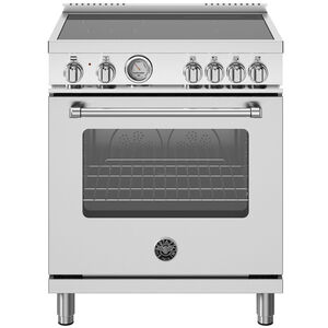 Bertazzoni Master Series 30 in. 4.7 cu. ft. Convection Oven Freestanding Electric Range with 4 Induction Zones - Stainless Steel, , hires