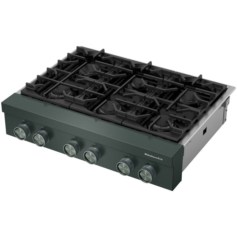 KitchenAid Commercial-Style 36 in. 6-Burner Natural Gas Rangetop with Simmer Burner & Power Burner - Juniper, , hires