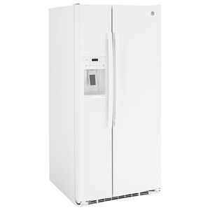 GE 33 in. 23.0 cu. ft. Energy Star Side-by-Side Refrigerator with External Ice & Water Dispenser - White, White, hires