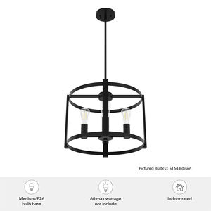 Hunter Astwood 18 in. 4-Light Chandelier - Matte Black, , hires
