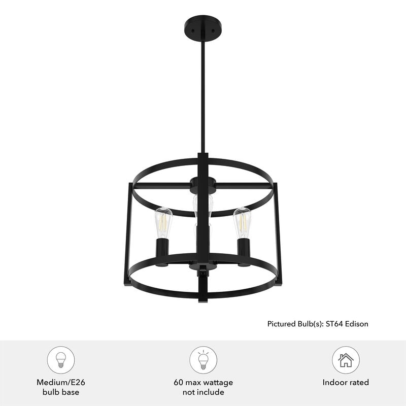 Hunter Astwood 18 in. 4-Light Chandelier - Matte Black, , hires