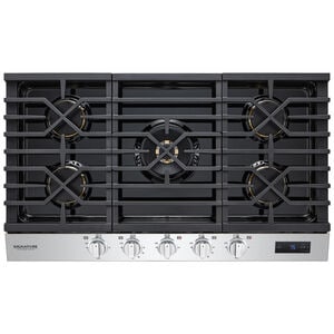 Signature Kitchen Suite 36 in. 5-Burner Smart Natural Gas Cooktop with Simmer Burner & Power Burner - Stainless Steel, , hires