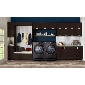 LG 27 in. 4.5 cu. ft. Smart Stackable Front Load Washer with Sanitize & Steam Wash Cycle - Black Steel, Black Steel, hires