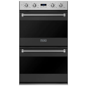 Viking 3 Series 30 in. 8.6 cu. ft. Top Control Electric Double Wall Oven with True European Convection - Cast Black, , hires