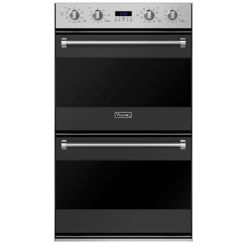 Viking 3 Series 30 in. 8.6 cu. ft. Top Control Electric Double Wall Oven with True European Convection - Cast Black, , hires