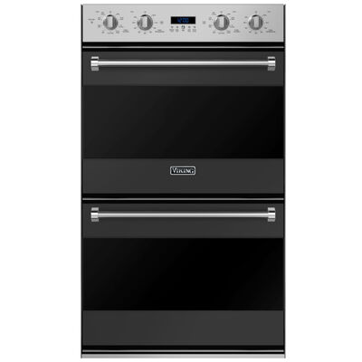 Viking 3 Series 30 in. 8.6 cu. ft. Electric Double Wall Oven with True European Convection & Self Clean - Cast Black | RVDOE330CS
