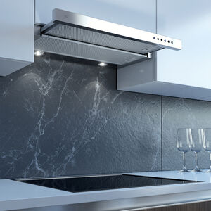 XO 24 in. Convertible Slide-Out Style Range Hood with 600 CFM, 3 Fan Speeds & 2 LED Lights - Stainless Steel, , hires