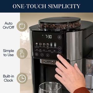 De'Longhi TrueBrew Drip Coffee Maker - Black with Stainless Steel, , hires