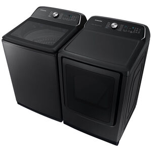 Samsung 27 in. 5.4 cu. ft. Smart Top Load Washer with ActiveWave Agitator and Super Speed Wash - Brushed Black, Brushed Black, hires