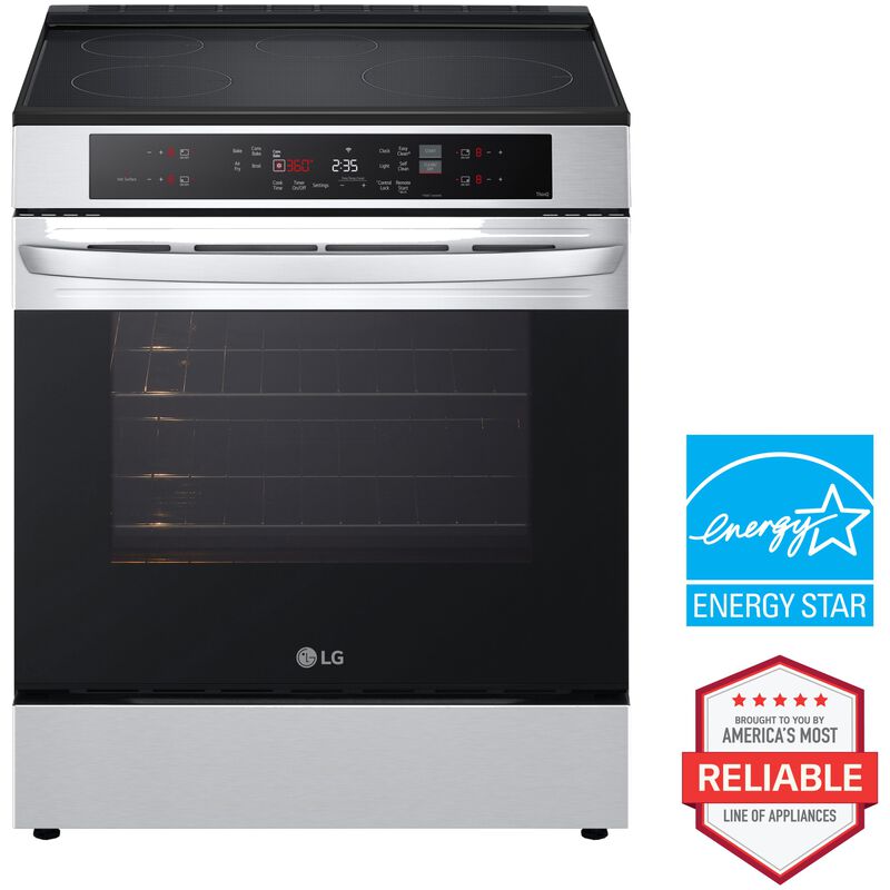 LG 30 in. 6.3 cu. ft. Smart Air Fry True European Convection Slide-In Electric Range with 4 Induction Burners - PrintProof Stainless Steel, , hires