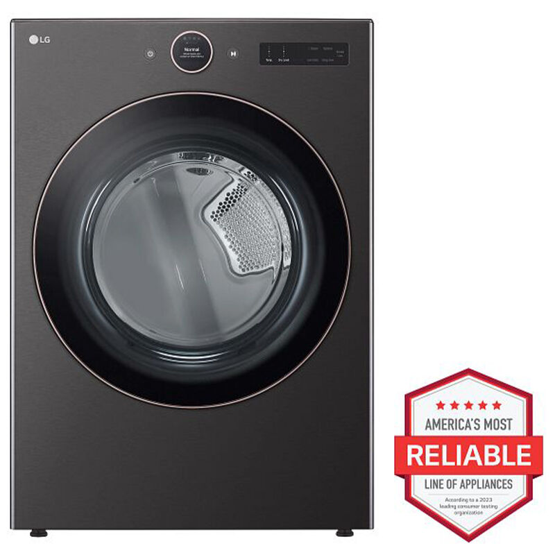 LG 27 in. 7.4 cu. ft. Smart Stackable Gas Dryer with AI Sensor Dry, TurboSteam, Sanitize & Steam Cycle - Black, Black, hires