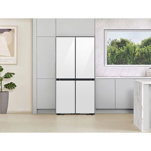 Samsung Bespoke 36 in. 22.5 cu. ft. Smart Counter Depth 4-Door Flex French Door Refrigerator with Beverage Center & Internal Water Dispenser - White Glass, White Glass, hires