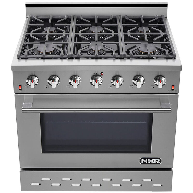 NXR 36 in. 5.5 cu. ft. Standard Convection Liquid Propane Gas Range with 6 Sealed Burners - Stainless Steel, , hires