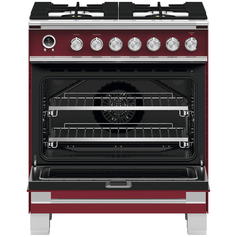 Fisher & Paykel Series 9 Classic 30 in. 3.5 cu. ft. True European Convection Dual Fuel Range with 4 Sealed Burners - Red, , hires