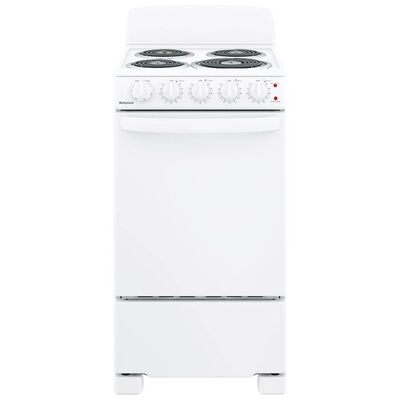 Hotpoint 20" Freestanding Electric Range with 4 Coil Burners, 2.3 Cu. Ft. Single Oven - White | RAS200DMWW