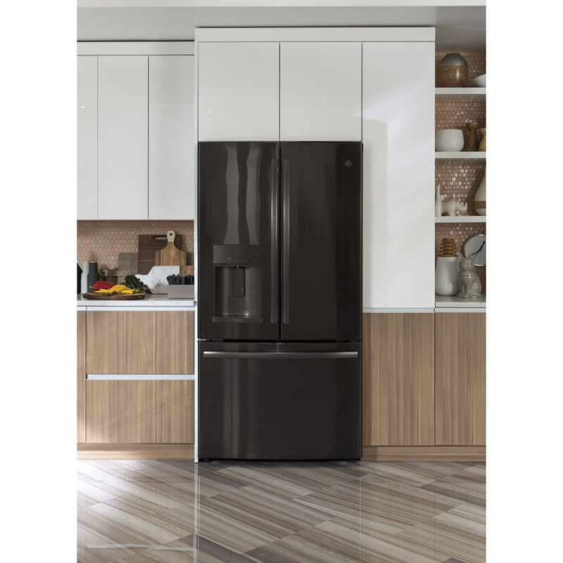GE Profile 36 in. 22.1 cu. ft. Counter Depth French Door Refrigerator with External Ice & Water Dispenser - Black Stainless Steel, Black Stainless Steel, hires