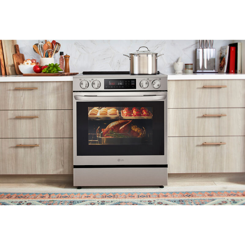 LG 30 in. 6.3 cu. ft. Smart Air fry Convection Oven Slide-In Electric Range with 4 Induction Zones - PrintProof Stainless Steel, , hires