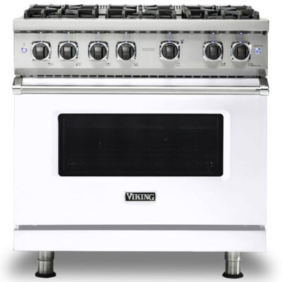Viking 5 Series 36 in. 5.1 cu. ft. Convection Oven Freestanding Gas Range with 6 Sealed Burners - White | VGR5366BWH