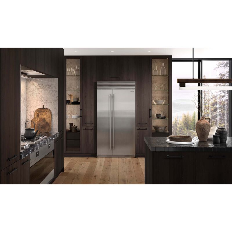 Sub-Zero Classic 42 in. 24.5 cu. ft. Built-In Smart Counter Depth Side-by-Side Refrigerator with Tubular Handles, Internal Ice & Water Dispenser - Stainless Steel, , hires