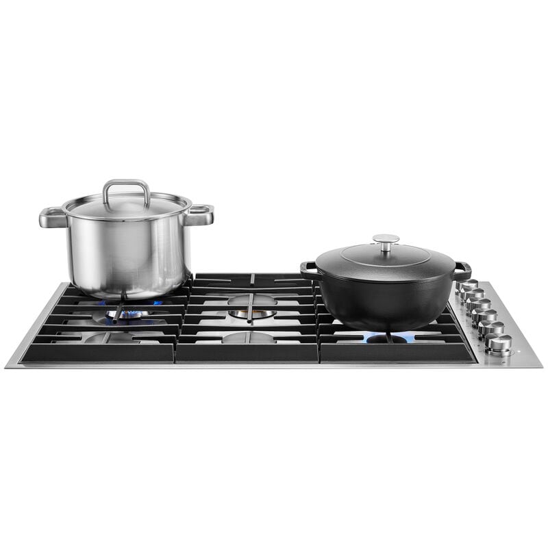 JennAir Euro-Style 36 in. 6-Burner Natural Gas Cooktop with Simmer Burner & Power Burner - Stainless Steel, , hires