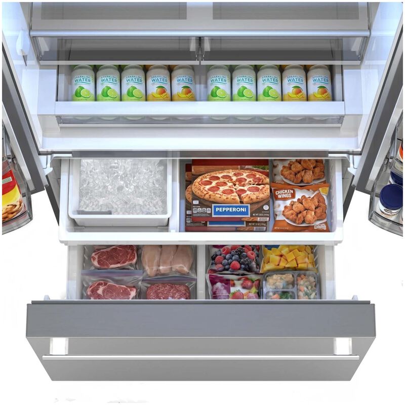 Sharp 36 in. 26.5 cu. ft. Counter Depth Garage-Ready French Door Refrigerator with Internal Water Dispenser - Stainless Steel, , hires