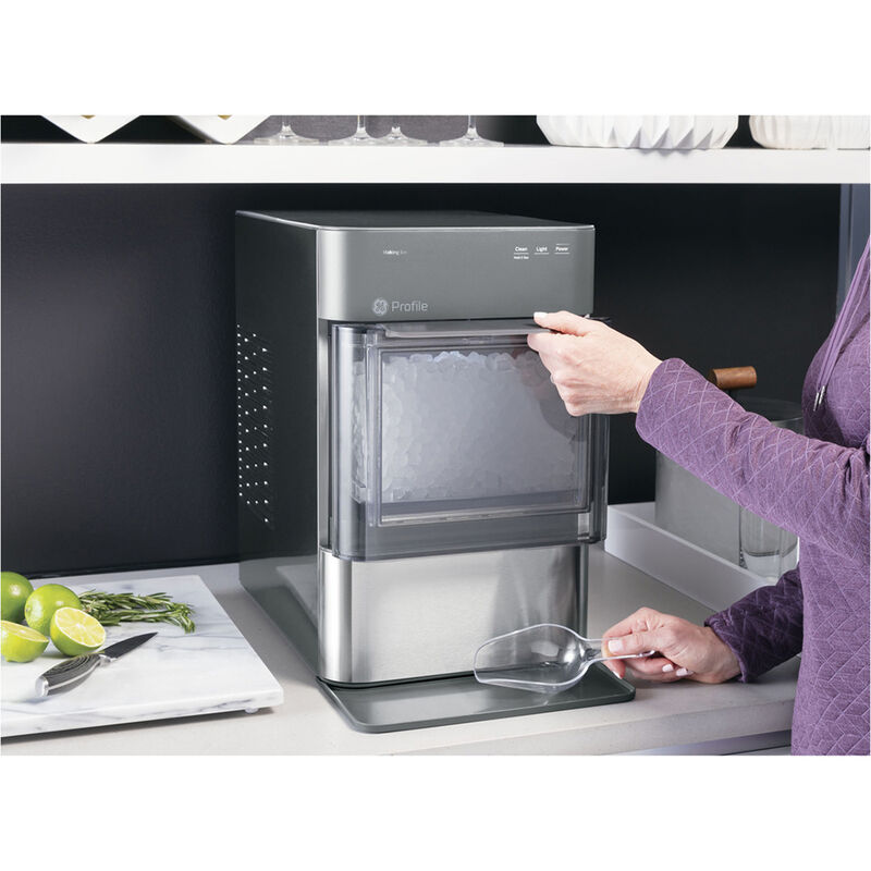GE Profile 11 in. Countertop Smart Ice Maker with 3 Lbs. Ice Storage Capacity & Digital Control - Stainless Steel, , hires