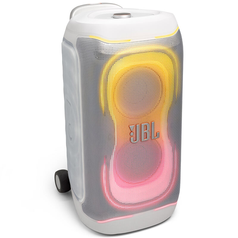 JBL PartyBox 330 Portable Party Speaker with JBL Legendary Sound, Futuristic Lighting, A Lelescopic Handle and Wide Wheels - White, , hires