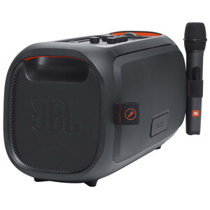 JBL Partybox On-The-Go Essential Rechargeable Splashproof Bluetooth Party Speaker with Microphone - Black, , hires