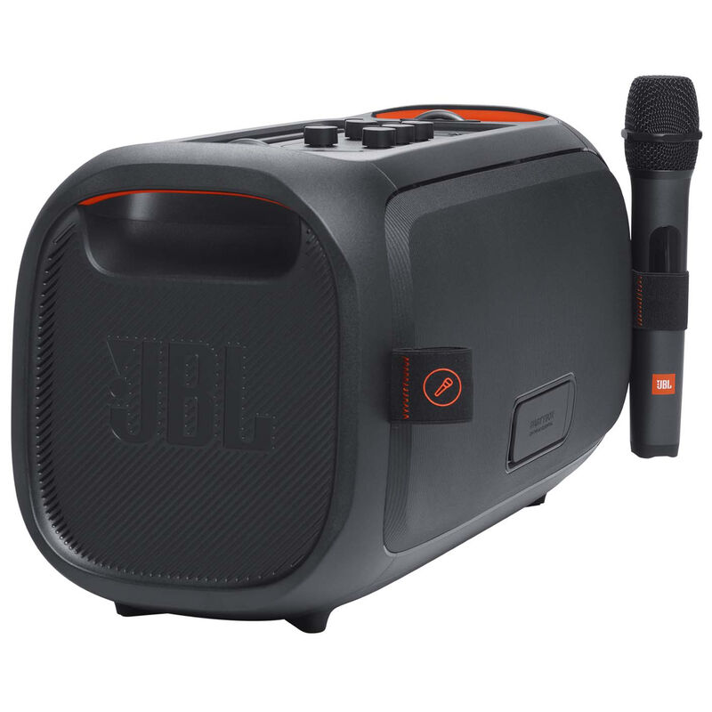 JBL Partybox On-The-Go Essential Rechargeable Splashproof Bluetooth Party Speaker with Microphone - Black, , hires