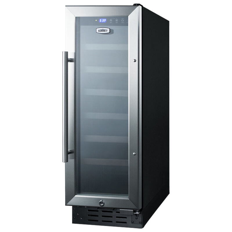 Summit 12 in. Undercounter Wine Cooler with Wood Racks, Single Temperature Zone & 21 Bottle Capacity - Stainless Steel, , hires