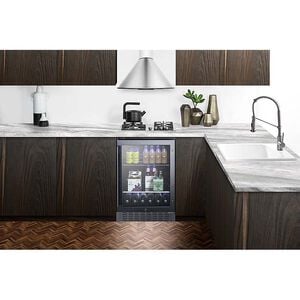 Summit 24 in. 4.2 cu. ft. Built-In/Freestanding Beverage Center with Pull-Out Shelves & Digital Control - Stainless Steel, , hires