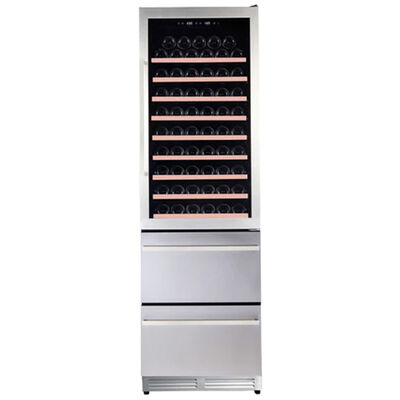 Avanti Elite Series 24 in. Built-In/Freestanding Wine Cooler with 108 Bottle Capacity, Dual Temperature Zone & Digital Control - Stainless Steel with Black Cabinet | WCDD108E3S