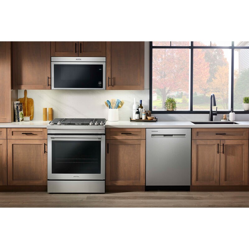 Maytag 30 in. 5.8 cu. ft. Air Fry True European Convection Slide-In Gas Range with 5 Sealed Burners - Fingerprint Resistant Stainless, , hires