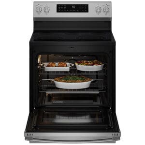 GE Profile 30 in. 5.3 cu. ft. Smart Air-Fry Standard Convection Electric Range with Radiant Burners - Fingerprint Resistant Stainless Steel, , hires