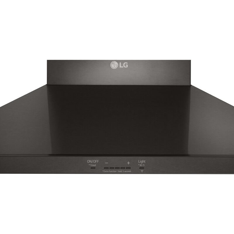 LG 36 in. Ducted Chimney Style Range Hood with 600 CFM, 5 Fan Speeds & 1 LED Light - Black Stainless, Black Stainless, hires