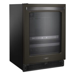 Whirlpool 24 in. 5.2 cu. ft. Built-In/Freestanding Beverage Center with 14 Bottle Wine Storage, Dual Zones & Digital Control - Black, , hires