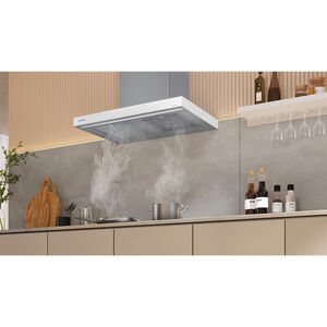 Samsung 30 in. Smart Convertible Chimney Style Range Hood with 630 CFM, 4 Fan Speeds & 1 LED Light - White, , hires