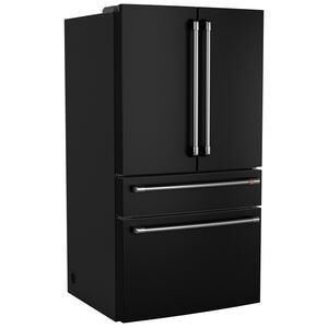 Cafe 36 in. 28.7 cu. ft. Smart 4-Door French Door Refrigerator with Internal Water Dispenser - Matte Black, Matte Black, hires