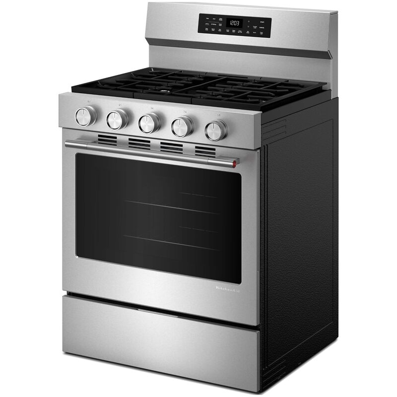 KitchenAid 30 in. 5.0 cu. ft. Smart Air-Fry True European Convection Gas Range with 5 Sealed Burners - Stainless Steel with PrintShield Finish, , hires