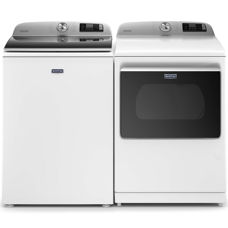 Maytag 27 in. 5.2 cu. ft. Smart Top Load Washer with Agitator & Extra Power Button - White, White, hires